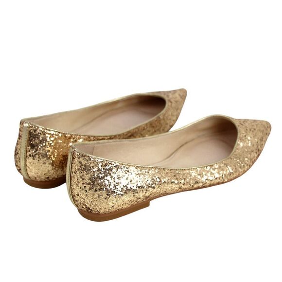 Shoes of Prey METALLIC GOLD GENUINE LEATHER FLAT BALLET SLIP ON SHOES Sz 6.5 - Picture 5 of 10